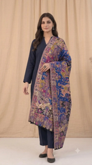 Heritage Motif Non-Reversible Semi-Pashmina Stole - Pack of 1 With Premium Curated Box Packaging