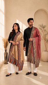 Classic Reversible Semi Pashmina Unisex Shawl With Curated Box Packaging