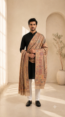 Non Reversible Kani Weaving Fine Wool Unisex Shawls - Pack of 1 With Premium Curated Box Packaging