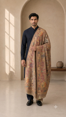 Non Reversible Kani Weaving Fine Wool Unisex Shawls - Pack of 1 With Premium Curated Box Packaging