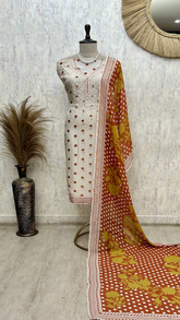 Noir Polka Grace Dola silk Unstitched Suit