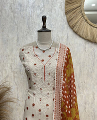 Noir Polka Grace Dola silk Unstitched Suit