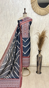 Heritage Chevron Maheshwari Cotton Unstitched Suit