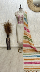 Graceful Dot Design Jamdani linen Unstitched Suit