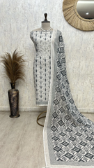 Serene Ethnic Style Linen Cotton Unstitched Suit