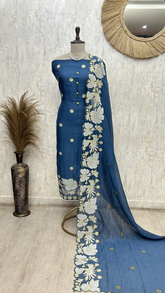 Sunlit Blossom Weave Mul Unstitched Suit