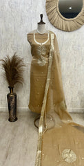 Organza Unstitched Suit Set With Organza Dupatta
