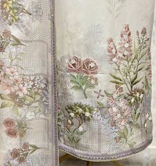 Ethereal Floral Twill Organza Unstitched Suit