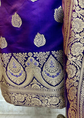 Banarasi Silk Unstitched Suit Set With Banarasi Silk Dupatta