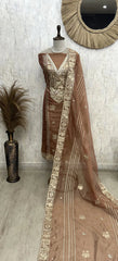 Tissue Organza Unstitched Suit Set With Tissue Organza Dupatta