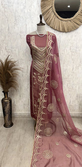 Silk Unstitched Suit Set Featuring Tissue Dupatta
