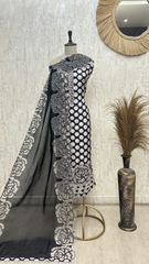 Midnight Polka Grace Organza Unstitched Suit