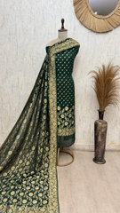 Heritage Woven Elegance Khadi Georgette Unstitched Suits