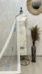 Peacock Garden Elegance Unstitched Suit