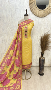 Soft Mul Cotton Embroidered Unstitched Suit