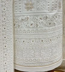 Classic Ivory Panels Georgette Unstitched Suit