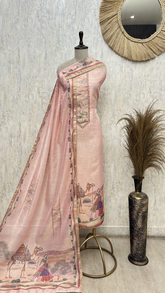 Blush Desert Elegance Tissue Linen Unstitched Suit