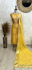 Organza Unstitched Suit Set With Organza Dupatta