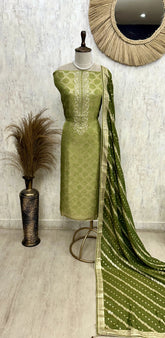 Tissue Unstitched Suit Set Featuring Dola Silk Dupatta