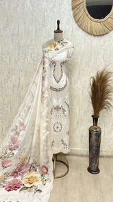 Luminous Organza Unstitched Suit