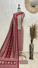 Royal Crimson Elegance Cotton Unstitched Suit