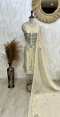 Tissue Unstitched Suit Set With Tissue Dupatta