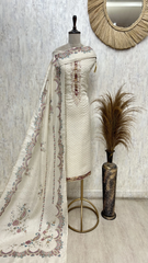 Ivory Embroidered Elegance Tissue linen Unstitched Suit