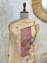 Rustic Beige Elegance Linen Unstitched Suit
