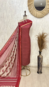 Elegant Maheshwari Cotton Unstitched Suit