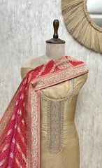 Elegant Tissue Silk Unstitched Suit
