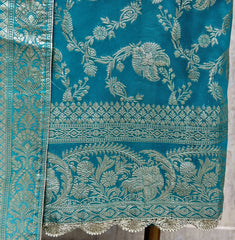 Emerald Floral Elegance Organza Unstitched Suit