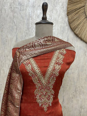 Royal Red Zari Elegance Unstitched Suit