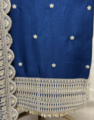 Russian Silk Embroidered Unstitched Suit
