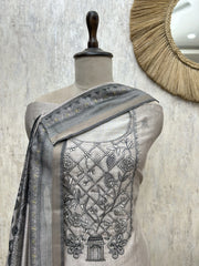Silver Heritage Elegance Maheshwari Unstitched Suit