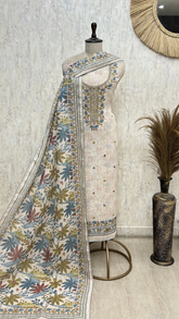 Pastel Floral Embroidered Grace Kota Unstitched Suit