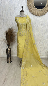 Tissue Unstitched Suit Set With Tissue Dupatta