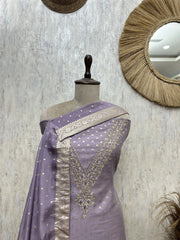 Mint Zari Elegance Maheshwari Unstitched Suit