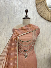 Elegant Crush Tissue with Organza Dupatta Unstitched Suits
