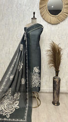 Dark Bloom Aesthetic Linen Unstitched Suit