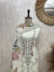 Sky Bloom Mul Elegance Unstitched Suit