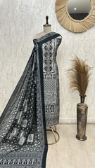 Midnight Floral Print Muslin Unstitched Suit