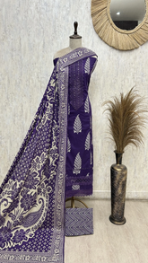 Majestic Violet Designer Cotton Unstitched suit