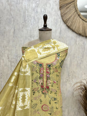 Elegant Jamdani Linen Unstitched Suit