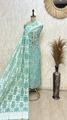 Elegant Jamdani Linen Unstitched Suit
