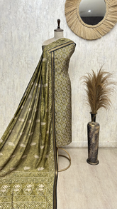 Teal Printed Grace Maheshwari Unstitched Suit