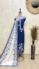 Timeless Jamdani Linen Unstitched Suit