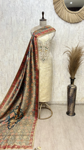 Regalia Cream Tissue Silk Unstitched Suit
