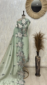 Blush Floral Grace Glass Organza Unstitched Suit