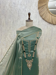 Exquisite Embellished Glass Organza Unstitched Suits