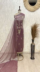 Exquisite Embellished Glass Organza Unstitched Suits